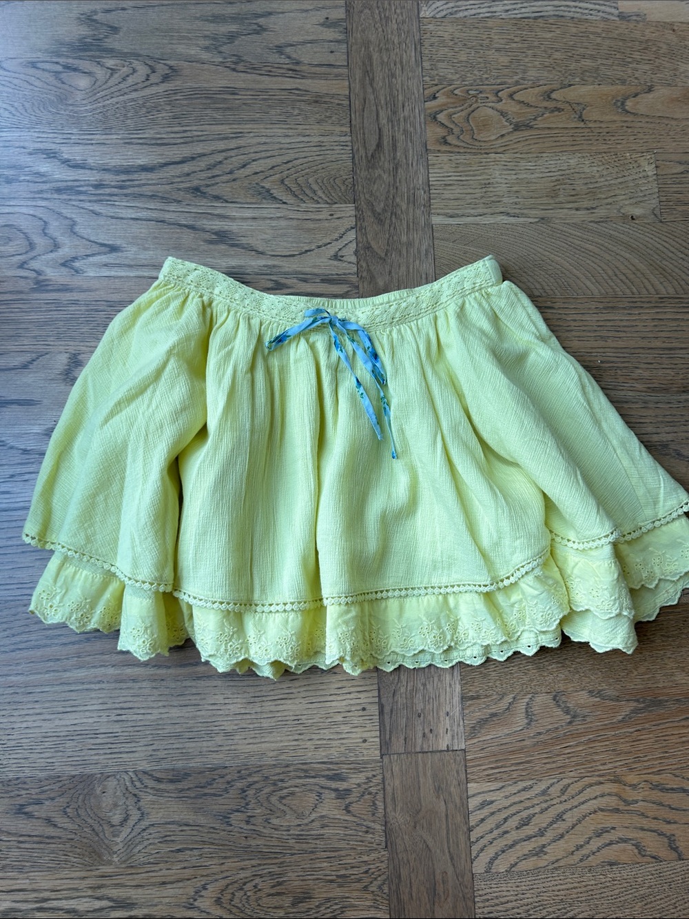 Free people yellow ruffle tiered skirt small NWT